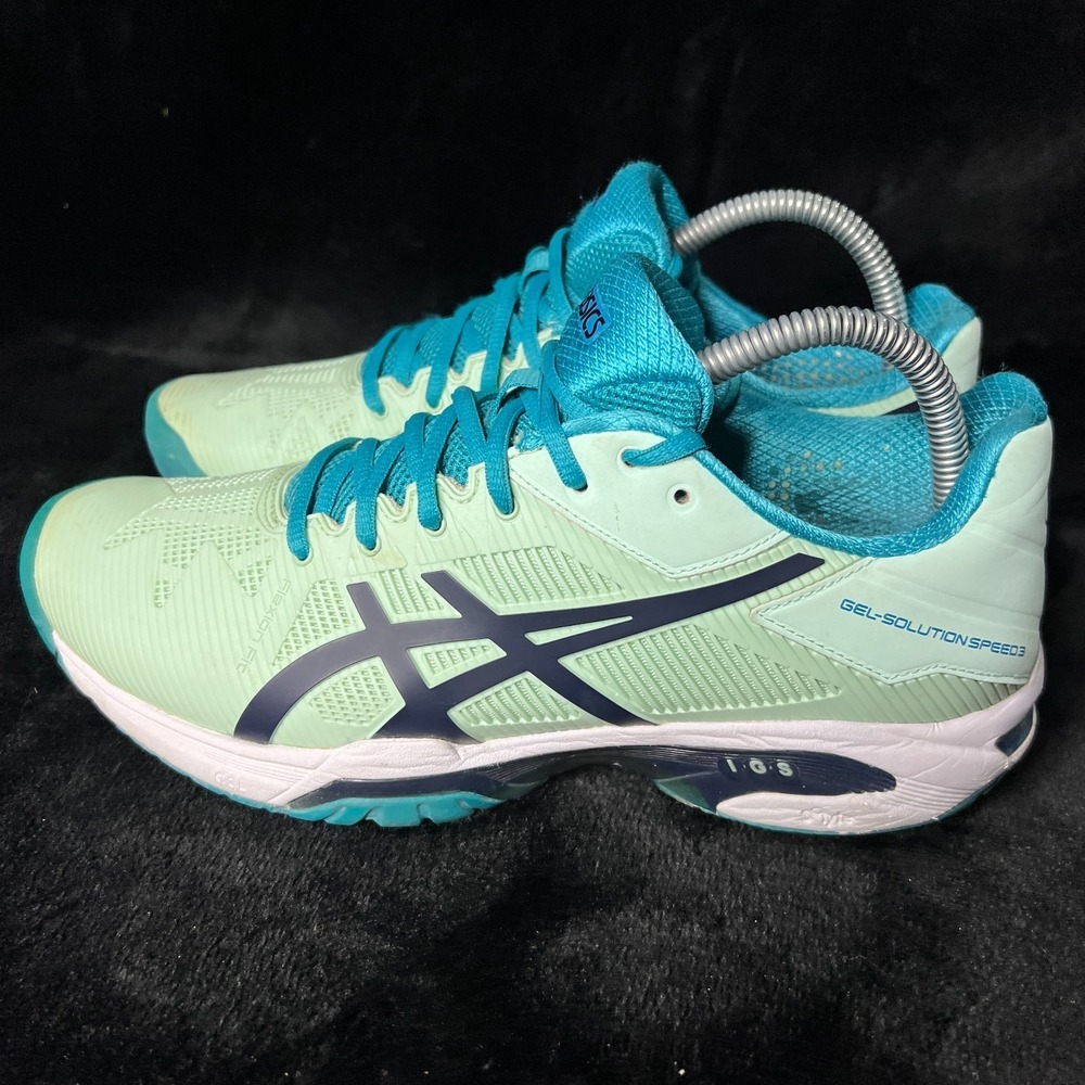 Asics Gel-Solution Speed 3 E650N Women 8.5 Tennis Shoes White Blue Steel Sneaker